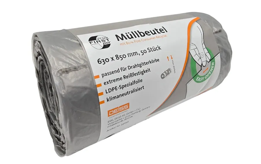 Müllbeutel RS 80, grau, 80 L, 630 x 850 mm, 14 my
