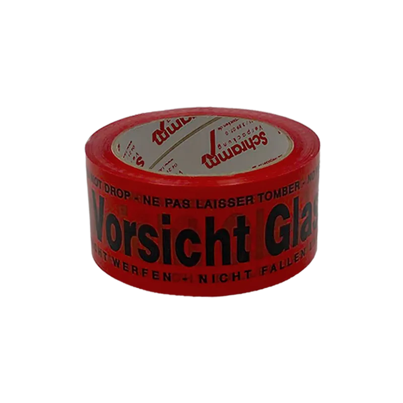 PP-Warnklebeband 'Vorsicht Glas', 50 mm x 66 m, rot, viersprachig (DE/EN/ES/FR)