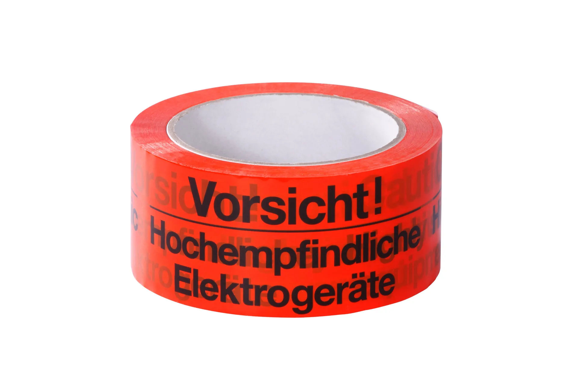 PP-Warnklebeband 'Vorsicht Elektrogeräte', 50 mm x 66 m, orange, zweisprachig (DE/EN)