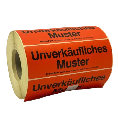 Warnetikett "Unverkäufliches Muster", 150 x 50 mm