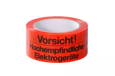PP-Warnklebeband 'Vorsicht Elektrogeräte', 50 mm x 66 m, orange, zweisprachig (DE/EN)